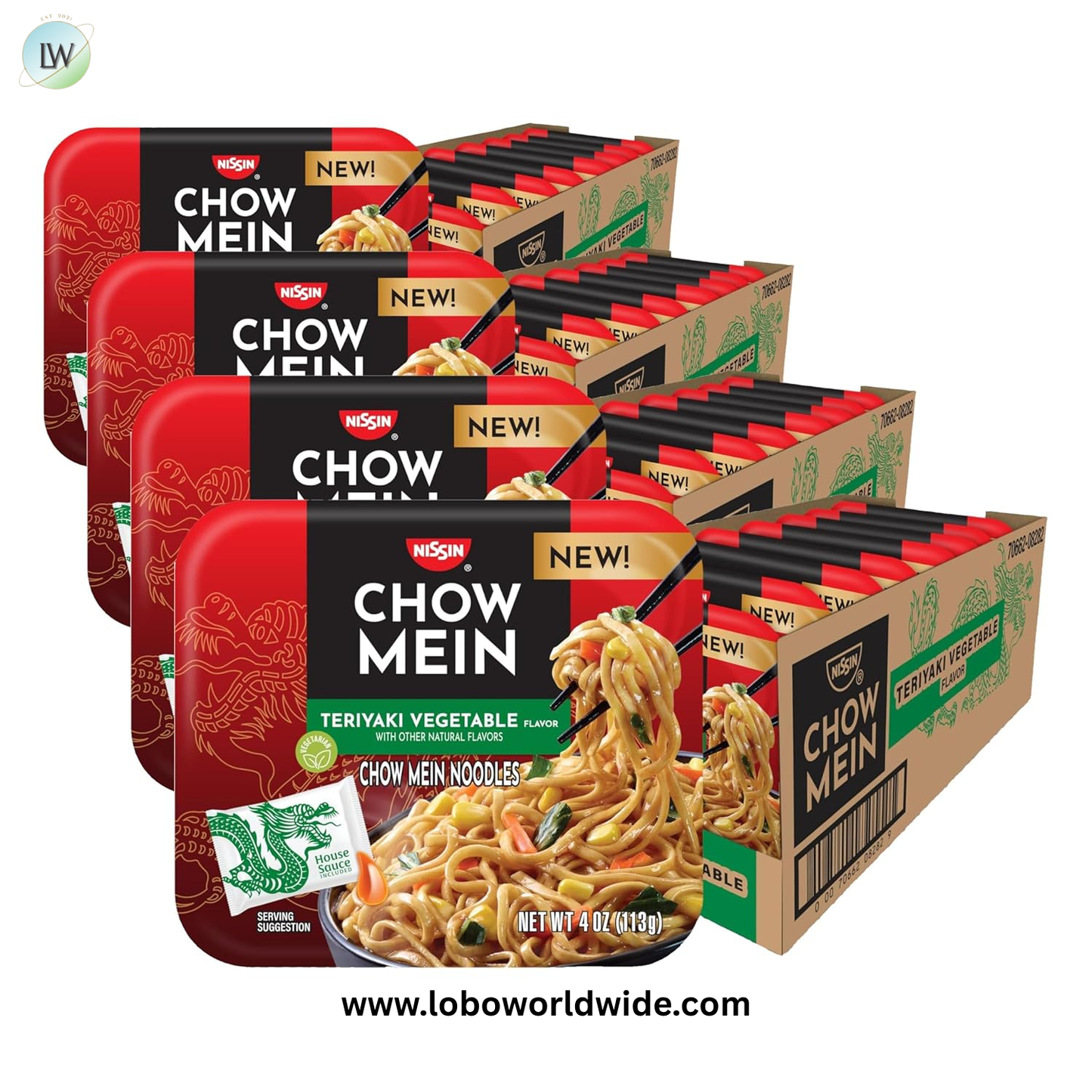 Nissin Chow Mein Noodles, Teriyaki Vegetable, 4 Ounce