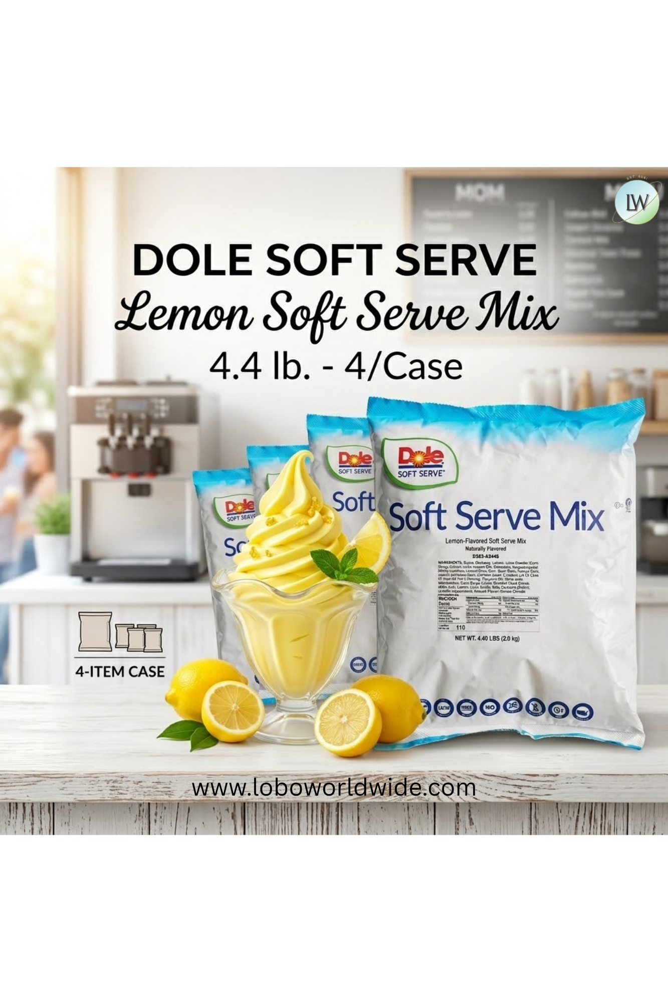 DOLE SOFT SERVE Soft Serve Mix 4.4 lb. (Pack of 4)