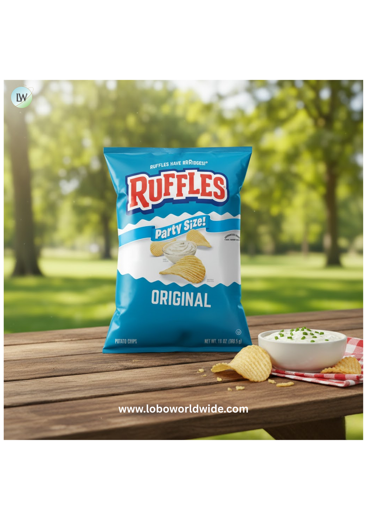 Rustle Snacks Ruffles Original Flavor Potato Snack Chips,Party Size, 13 Ounce Bag ...