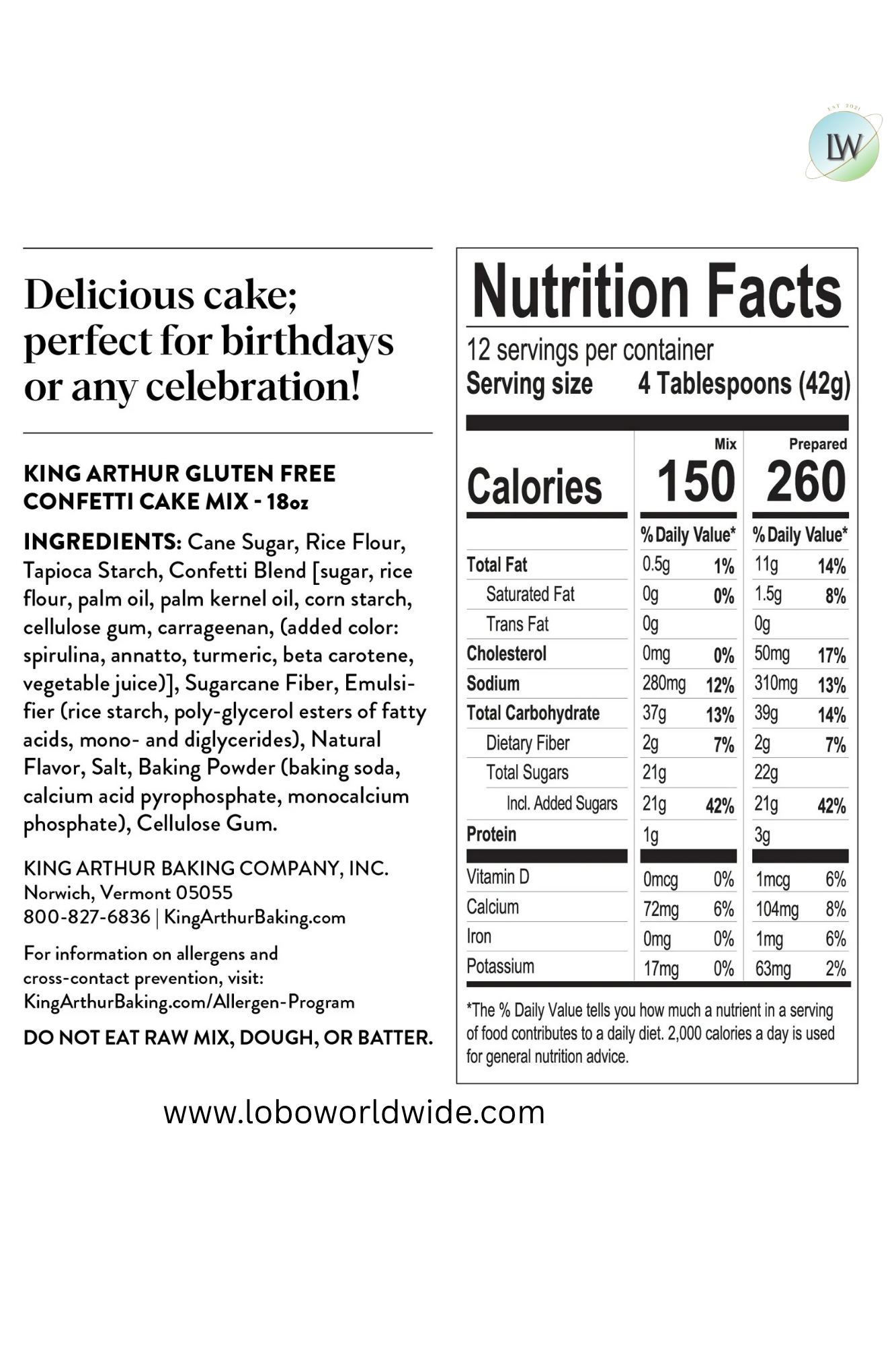 King Arthur Baking Company, Gluten-Free Confetti Cake Mix, 18 oz.