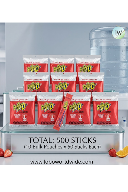 Sqwincher Qwik Stik ZERO Sugar, 0.11 oz, Pack, Yields 20 oz,500pk(Various Flavours)