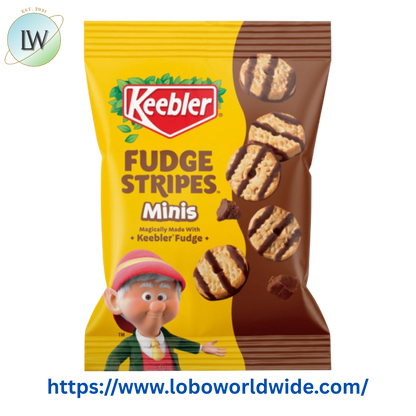 Keebler Fudge Stripes Minis, Original Shortbread Cookies Coated in Keebler Fudge, 10 oz, 10 Count