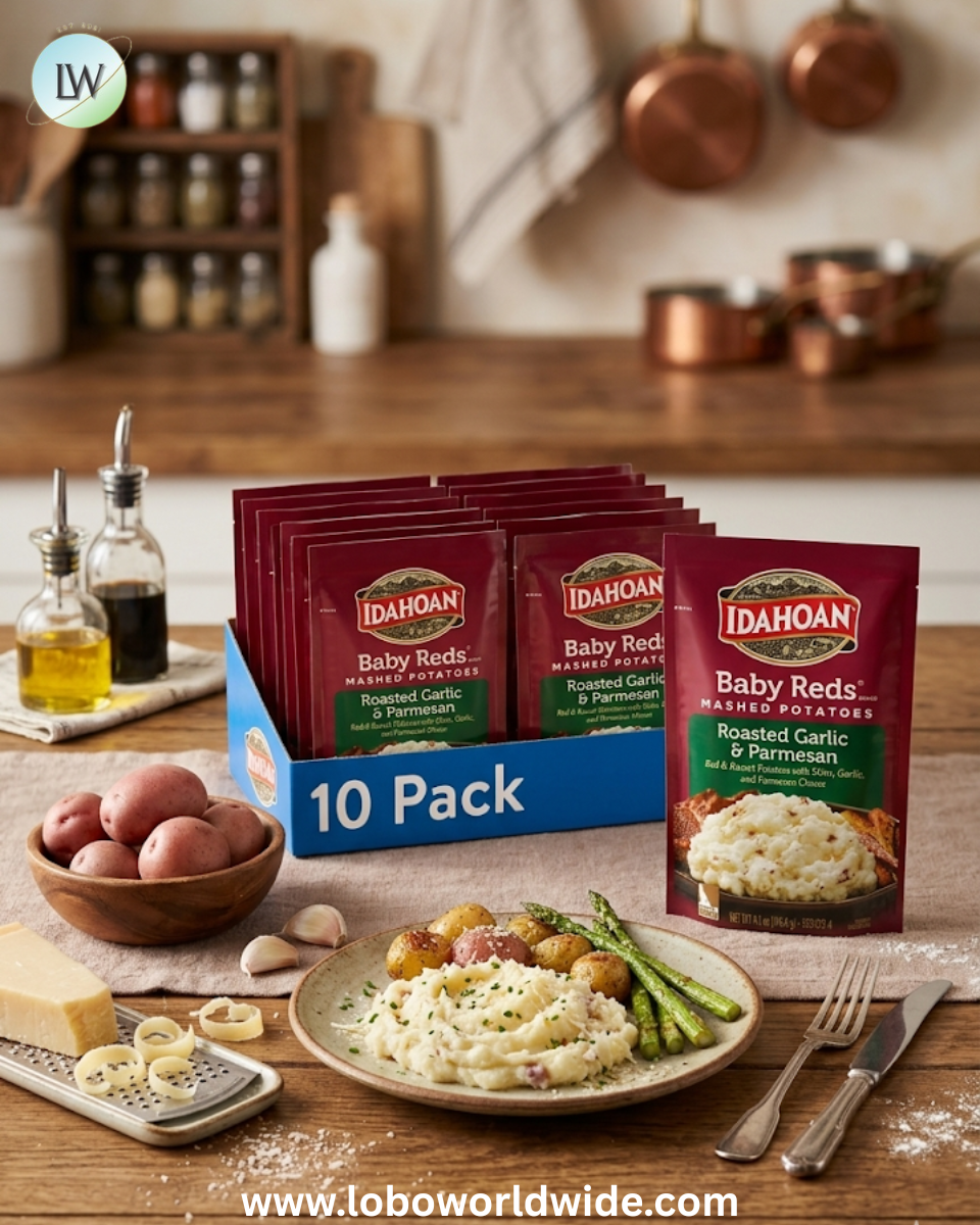 (10 pack) Idahoan Baby Reds Mashed Potatoes with Roasted Garlic & Parmesan Side Dish, 4.1 oz