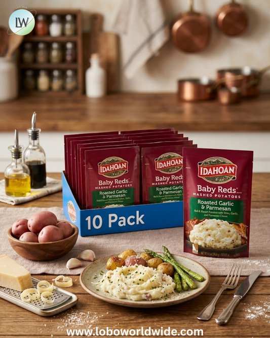 (10 pack) Idahoan Baby Reds Mashed Potatoes with Roasted Garlic & Parmesan Side Dish, 4.1 oz
