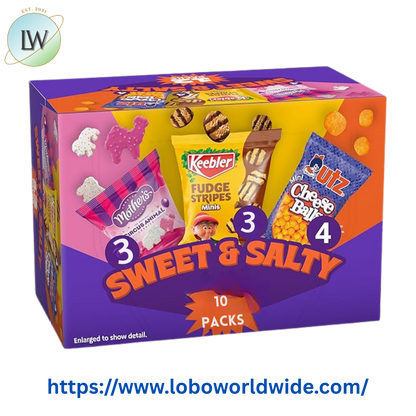 Keebler Sweet & Salty Variety Pack, 10-Count Box, MotherÕs Circus, Keebler Fudge Stripes, and Utz Cheese Balls, 10 oz