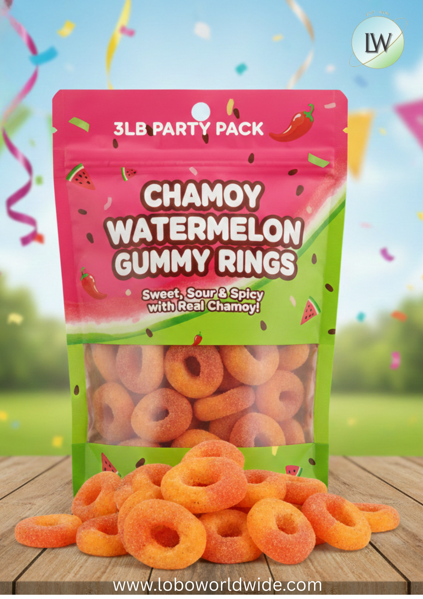 Chamoy Watermelon Gummy Rings(Various Sizes)