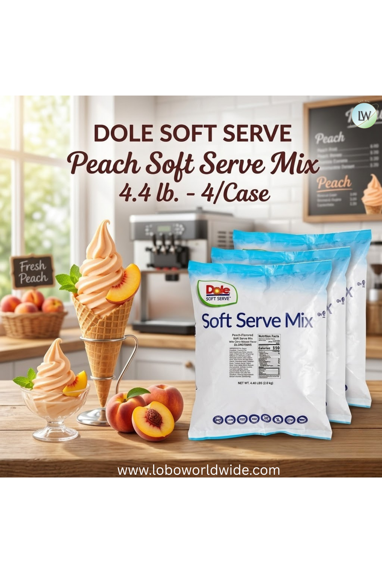 DOLE SOFT SERVE Soft Serve Mix 4.4 lb. (Pack of 4)