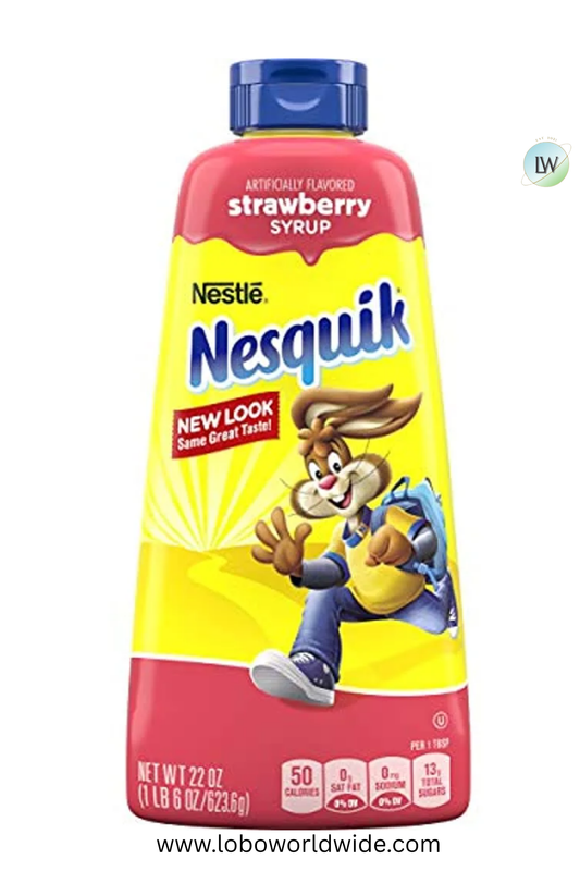 (6 pack) Nesquik Strawberry Flavored Syrup for Milk or Ice Cream, 22 oz, 1 Bottle