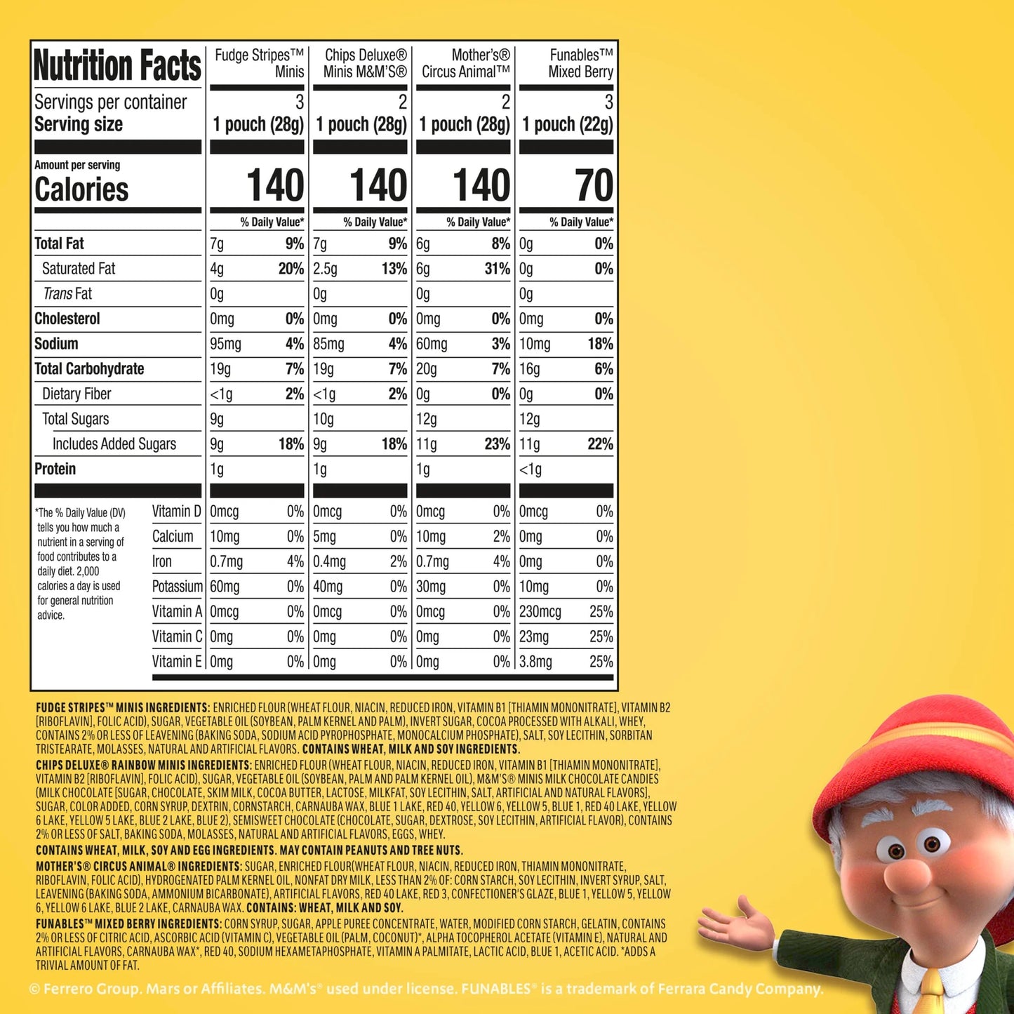 Keebler Sweet Treat Variety Pack, 10-Count Box, Includes Chips Deluxe, Funables, Fudge Stripes, and Mother's Circus Animal Cookies, 9.4 oz