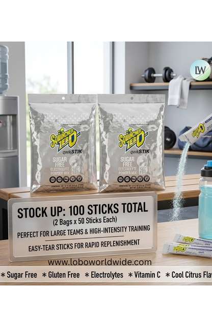 Sqwincher Qwik Stik ZERO Sugar, 0.11 oz, Pack, Yields 20 oz,100pk(Various Flavours)