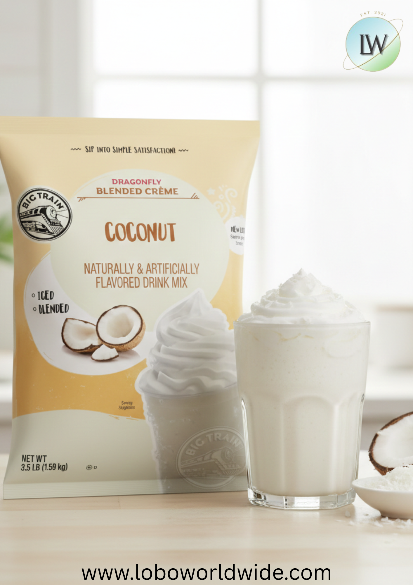 Big Train 3.5 lb.  Blended Ice Coffee Mix-5/case & 4/case (various flavours)