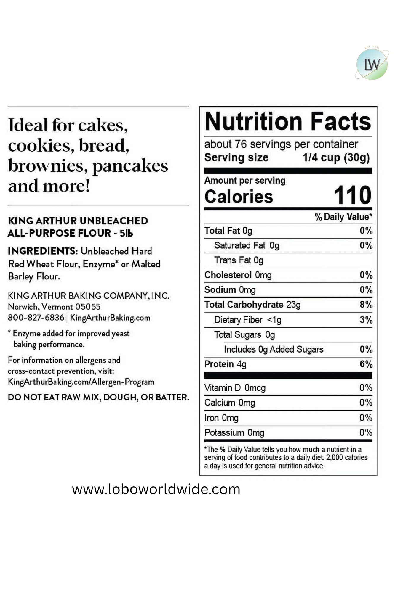 King Arthur Baking Company Unbleached All Purpose Flour, 5 lb.