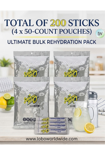 Sqwincher Qwik Stik ZERO Sugar, 0.11 oz, Pack, Yields 20 oz,200pk(Various Flavours)