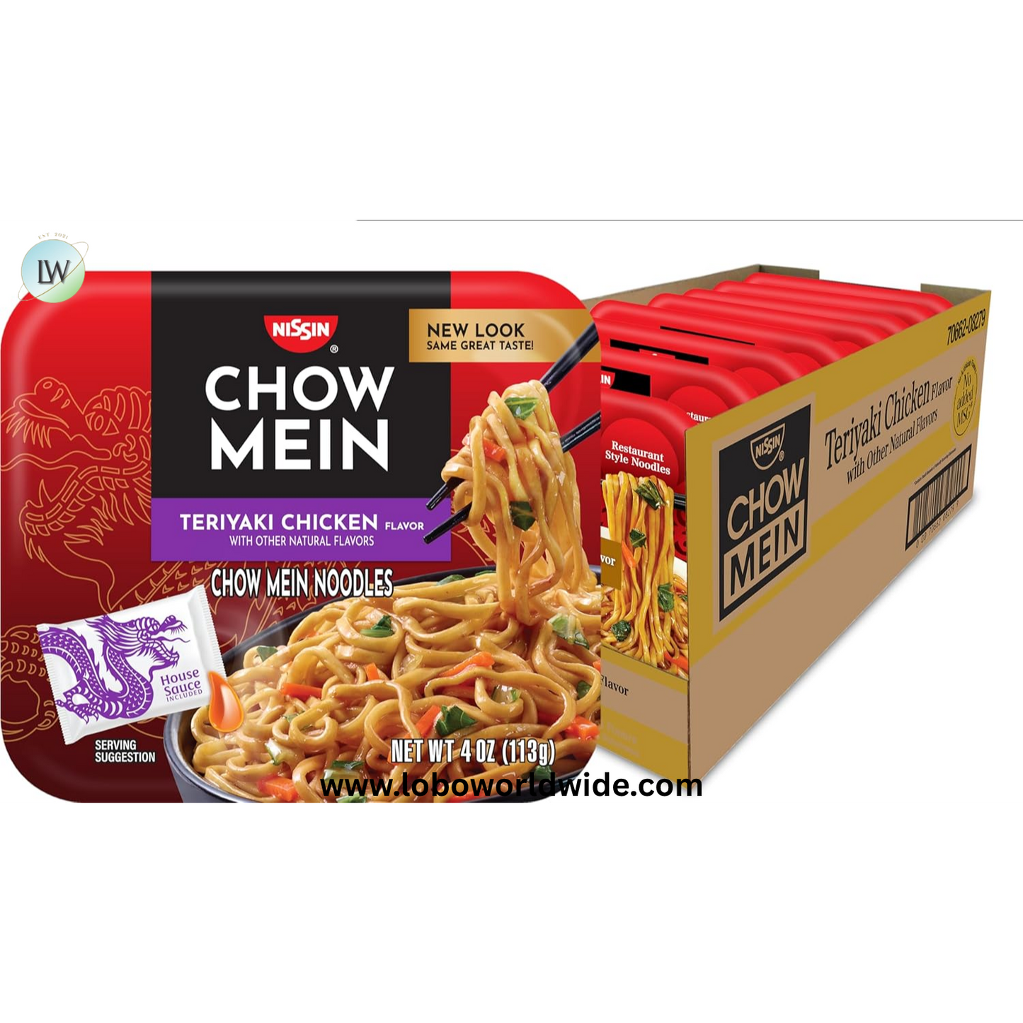 Nissin Chow Mein Noodles, Teriyaki Chicken, 4 Ounce (Pack of 8)