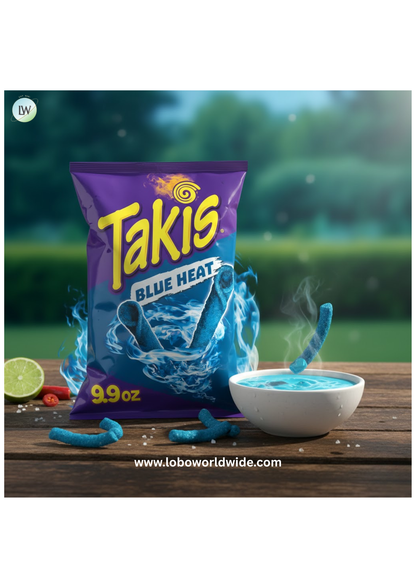 Takis Blue Heat 9.9 oz Sharing Size Bag, Hot Chili Pepper Rolled Tortilla Chips