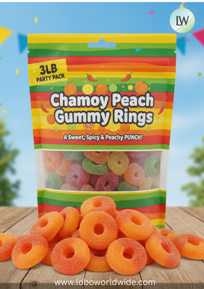 Chamoy Peach Gummy Rings(Various Sizes)