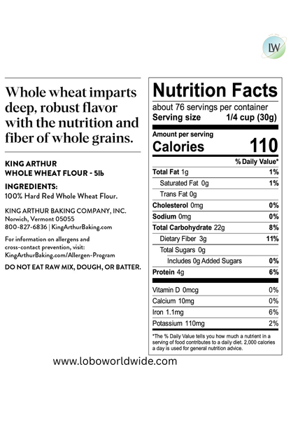 King Arthur Baking Company Whole Grain Wheat Flour, 5 lb.