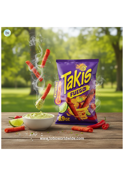 Takis Fuego 9.9 oz Sharing Size Bag, Hot Chili Pepper & Lime Rolled Tortilla Chips