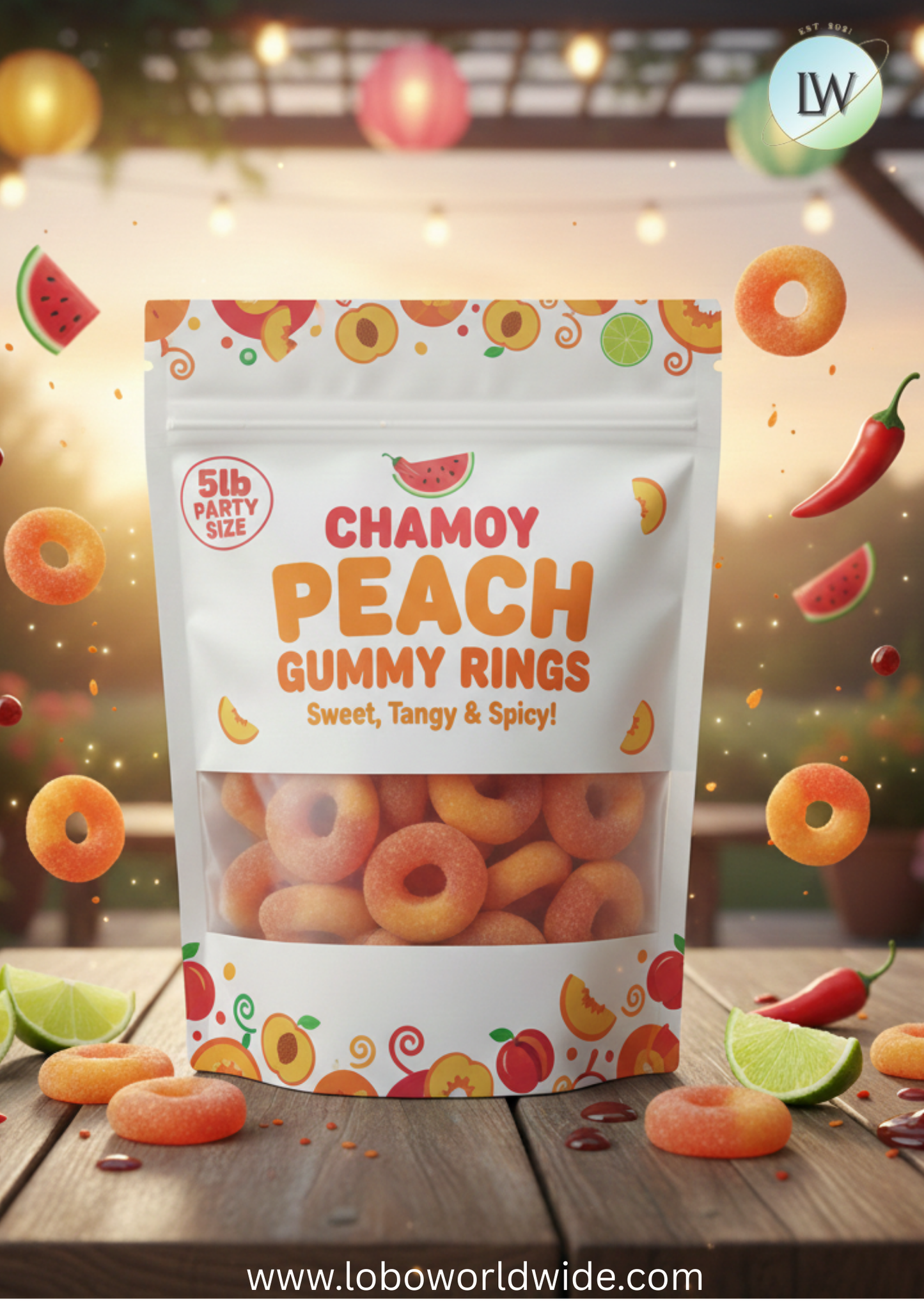 Chamoy Peach Gummy Rings(Various Sizes)