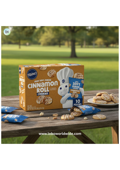 Pillsbury Mini Soft Baked Cookies, Cinnamon Roll, Snack Bags, 10 ct