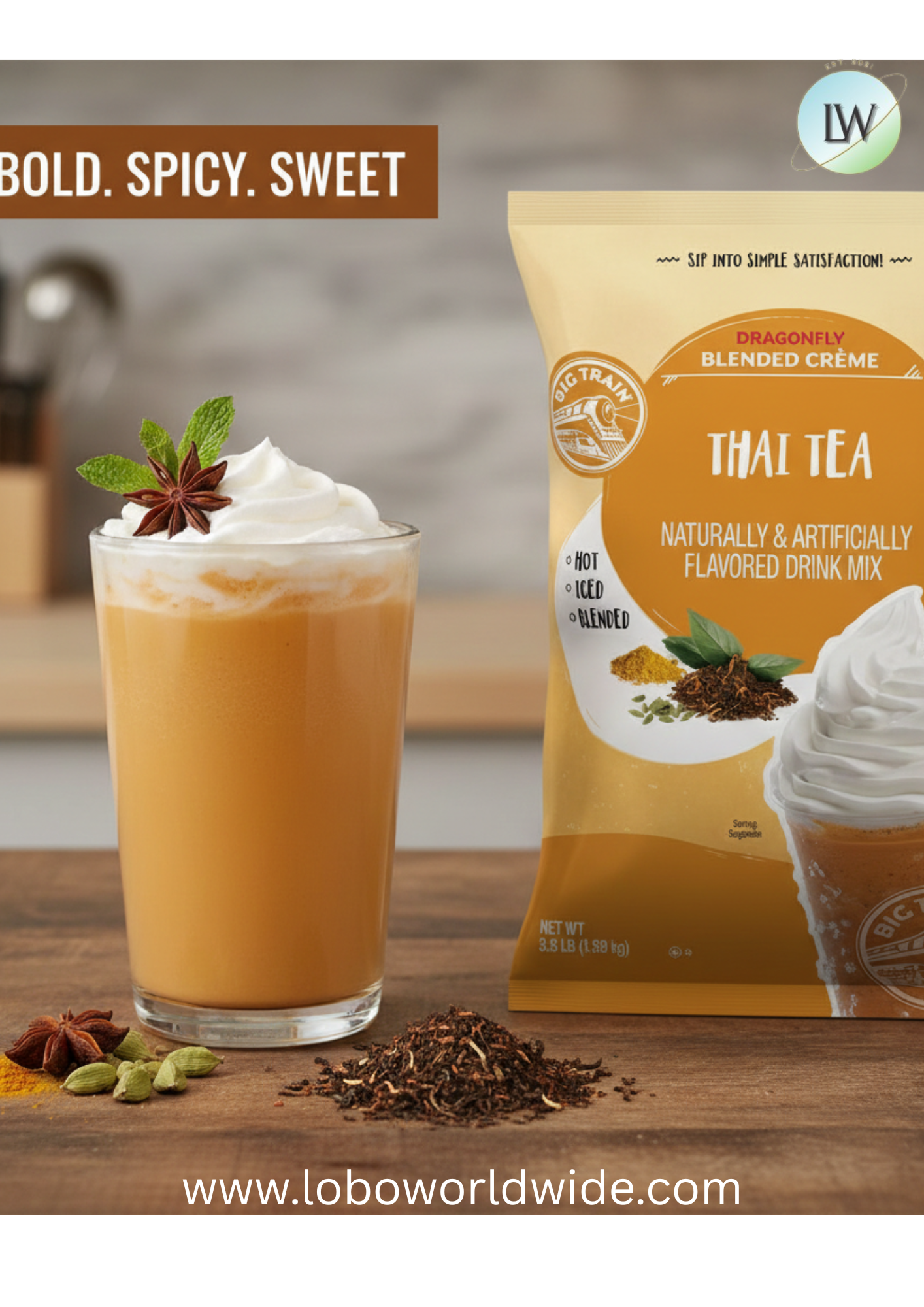 Big Train 3.5 lb.  Blended Ice Coffee Mix-5/case & 4/case (various flavours)
