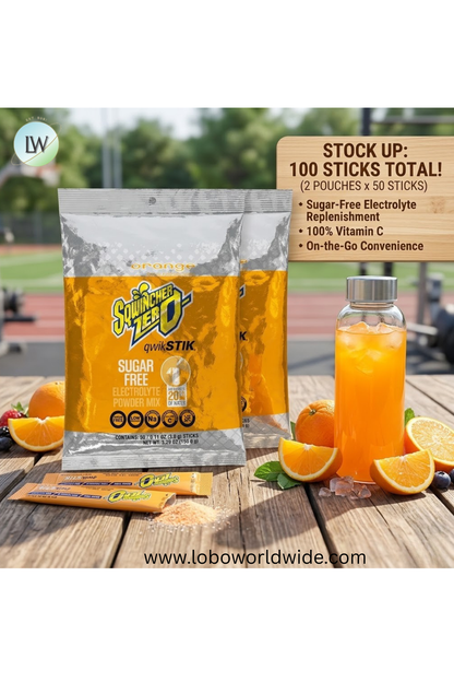 Sqwincher Qwik Stik ZERO Sugar, 0.11 oz, Pack, Yields 20 oz,100pk(Various Flavours)