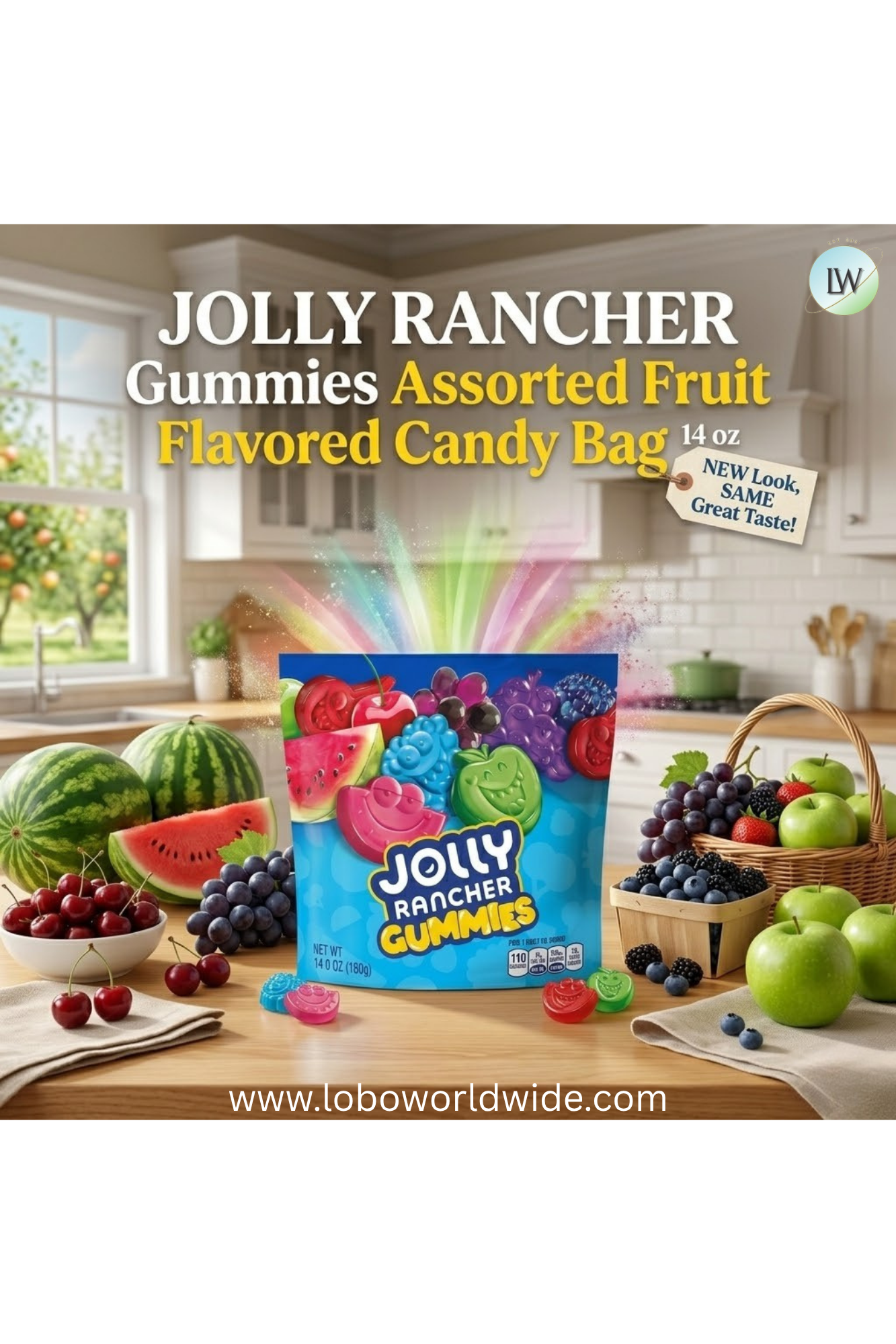 JOLLY RANCHER Gummies Assorted Fruit Flavored Candy Bag(Various Sizes)