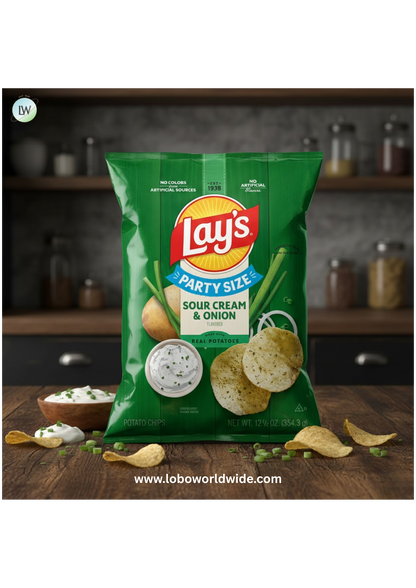 Lay's Sour Cream & Onion Flavored Potato Chips, Party Size, 12.5 oz Bag
