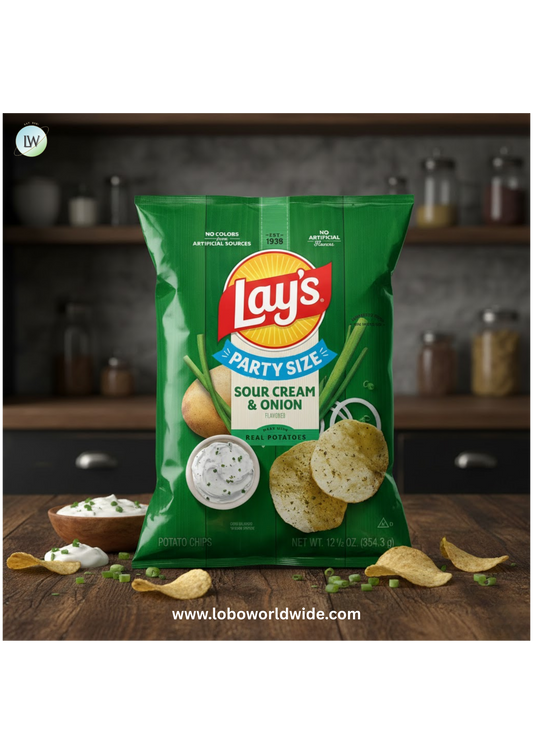 Lay's Sour Cream & Onion Flavored Potato Chips, Party Size, 12.5 oz Bag
