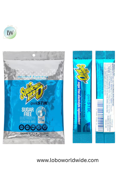 Sqwincher Qwik Stik, Sugar Free Drink Mix Powder, 20 oz Yield per .11 oz Pack,50PK(Various Flavours)
