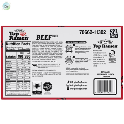 Nissin Top Ramen, Beef, 24 pk.
