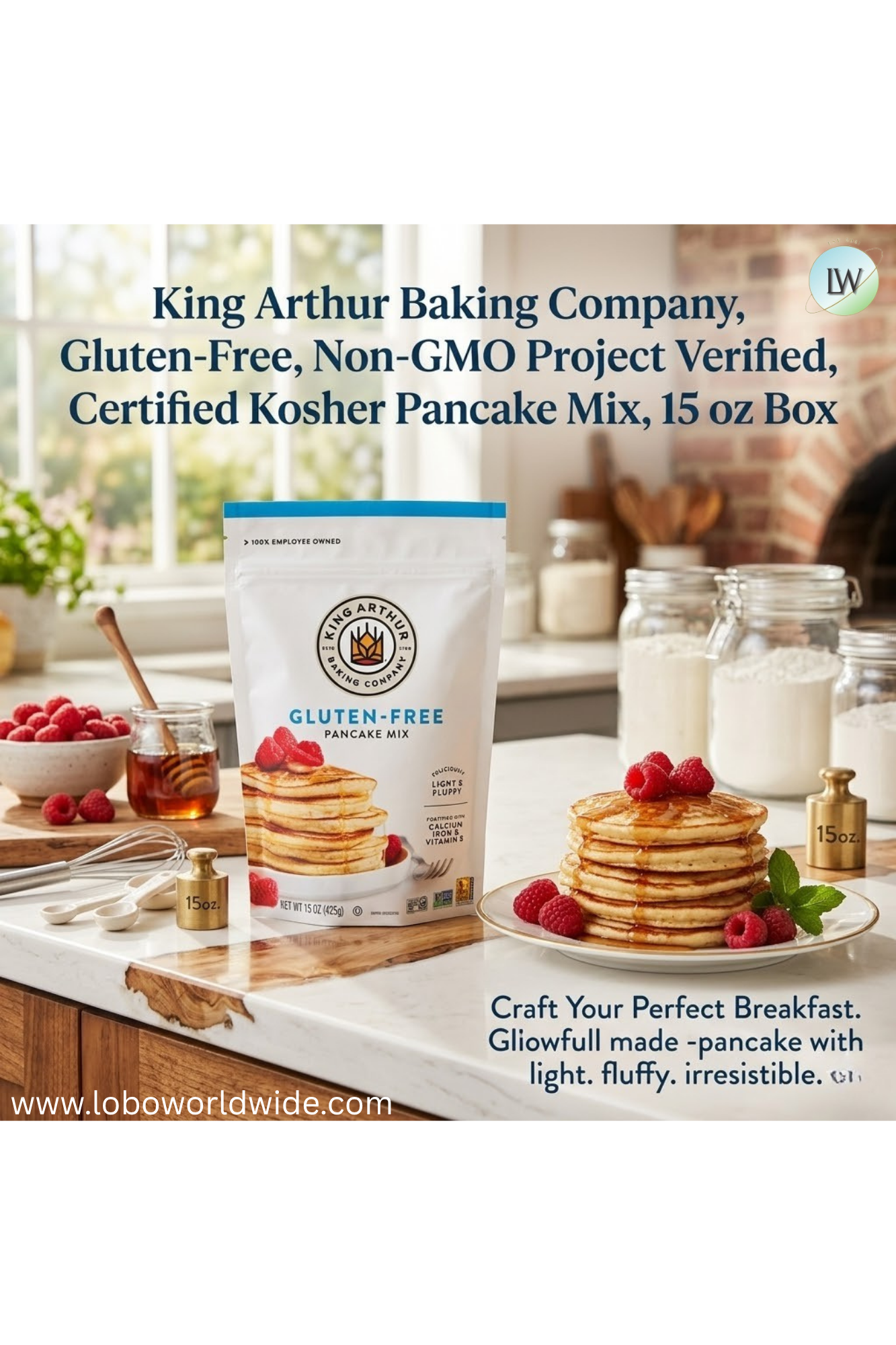 King Arthur Baking Company, Gluten-Free, Pancake Mix, 15 oz.
