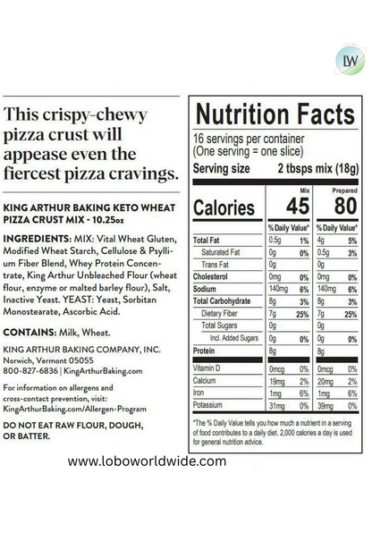 King Arthur Baking Company, Low-Carb and Keto Friendly Pizza Crust Mix, 10.25 oz.