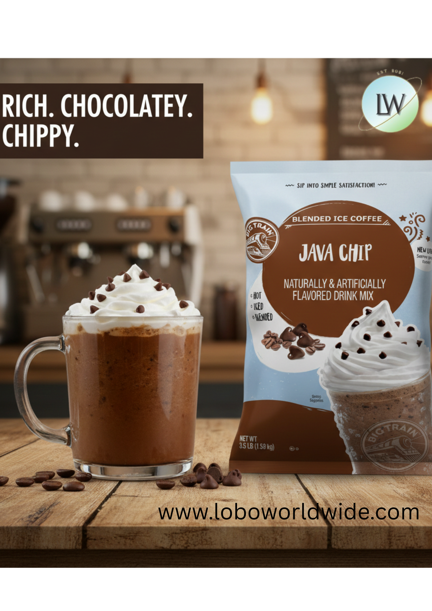 Big Train 3.5 lb.  Blended Ice Coffee Mix-5/case & 4/case (various flavours)