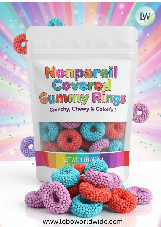 Nonpareil Covered Gummy Rings(Various Sizes)