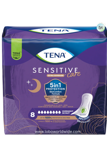 TENA Sensitive Care Extra Coverage Overnight Pads