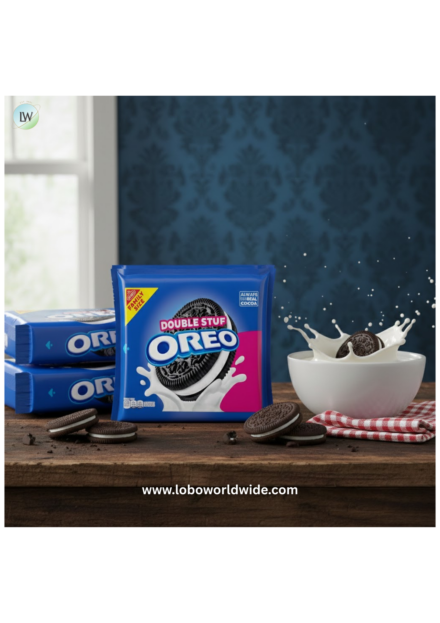 (3 pack) OREO Double Stuf Chocolate Sandwich Cookies, Family Size, 18.71 oz