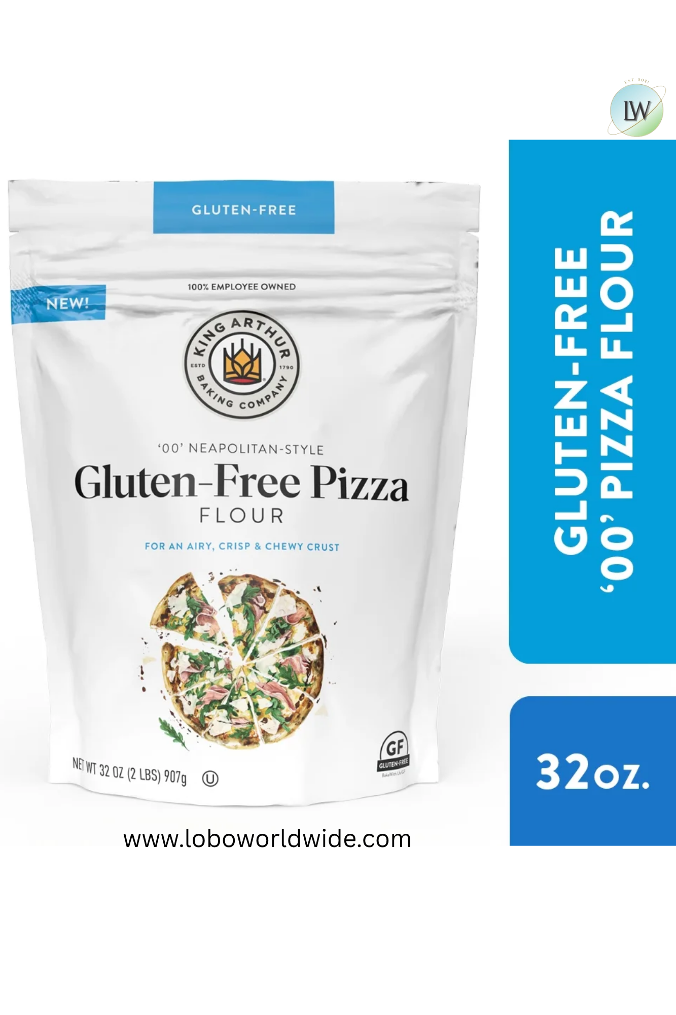 King Arthur Baking Company Gluten-Free 00 Neapolitan Style Pizza Flour, 32 oz.