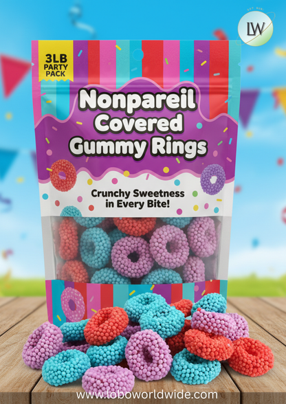 Nonpareil Covered Gummy Rings(Various Sizes)