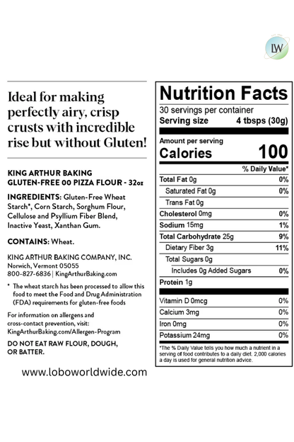 King Arthur Baking Company Gluten-Free 00 Neapolitan Style Pizza Flour, 32 oz.