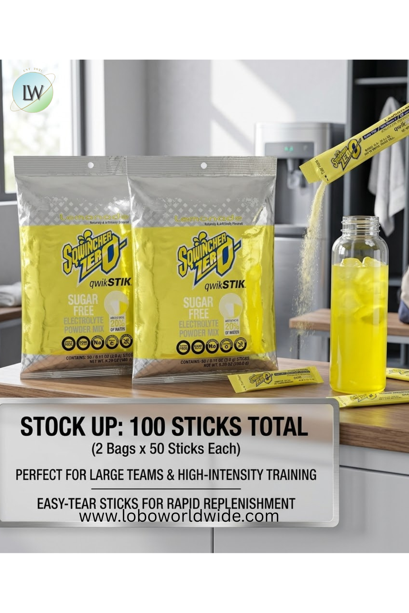Sqwincher Qwik Stik ZERO Sugar, 0.11 oz, Pack, Yields 20 oz,100pk(Various Flavours)