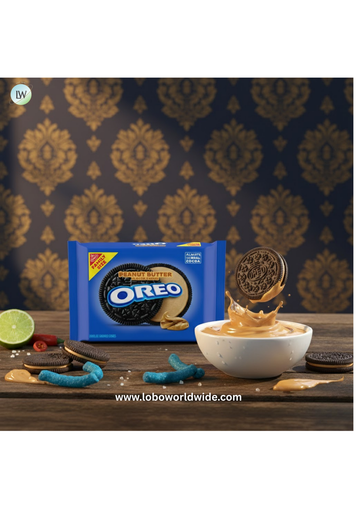 OREO Peanut Butter Creme Chocolate Sandwich Cookies, Family Size, 17 oz