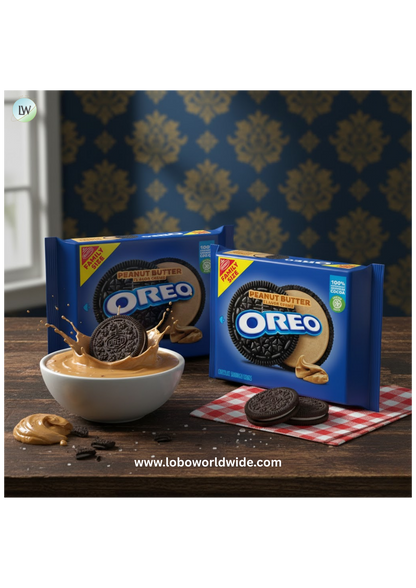 (3 pack) OREO Peanut Butter Creme Chocolate Sandwich Cookies, Family Size, 17 oz