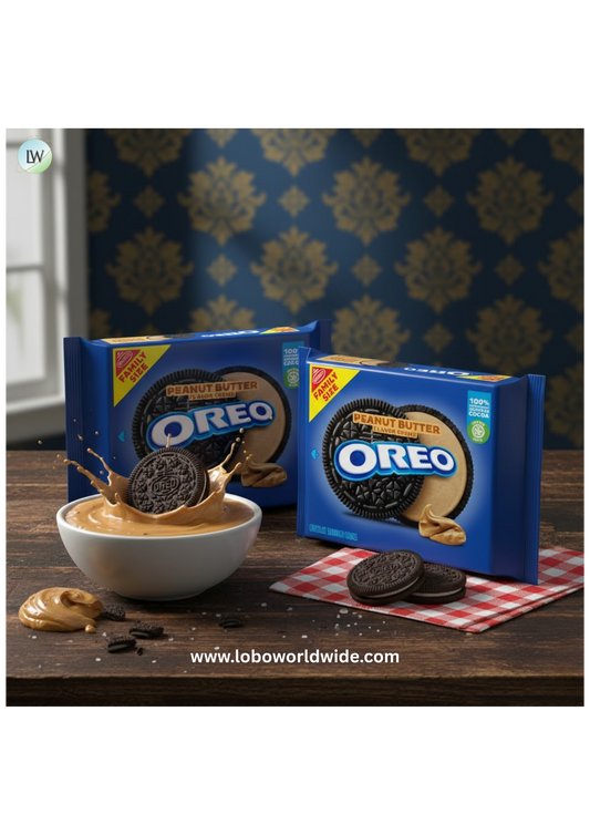 (3 pack) OREO Peanut Butter Creme Chocolate Sandwich Cookies, Family Size, 17 oz