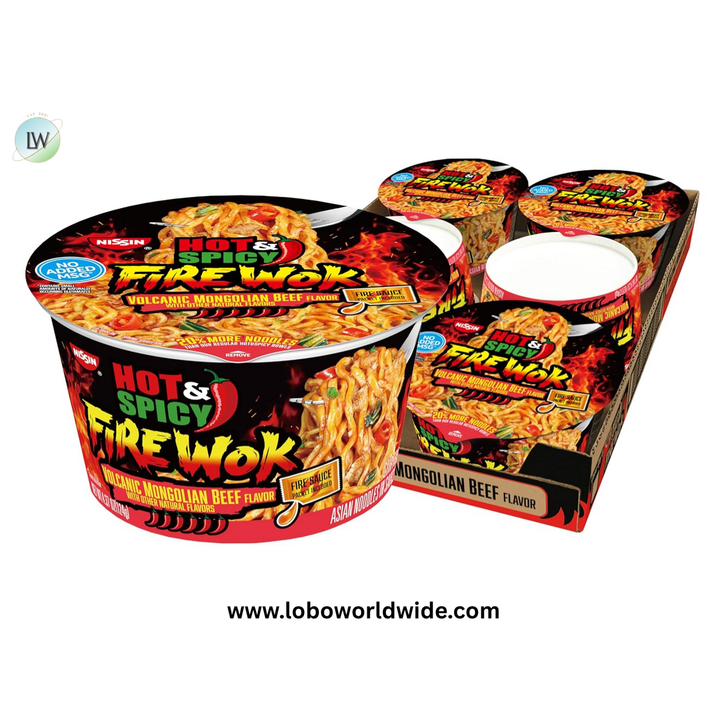 Nissin Hot & Spicy Fire Wok, Volcanic Mongolian Beef, 4.37 Ounce (Pack of 6)