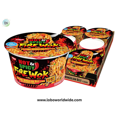 Nissin Hot & Spicy Fire Wok, Volcanic Mongolian Beef, 4.37 Ounce (Pack of 6)