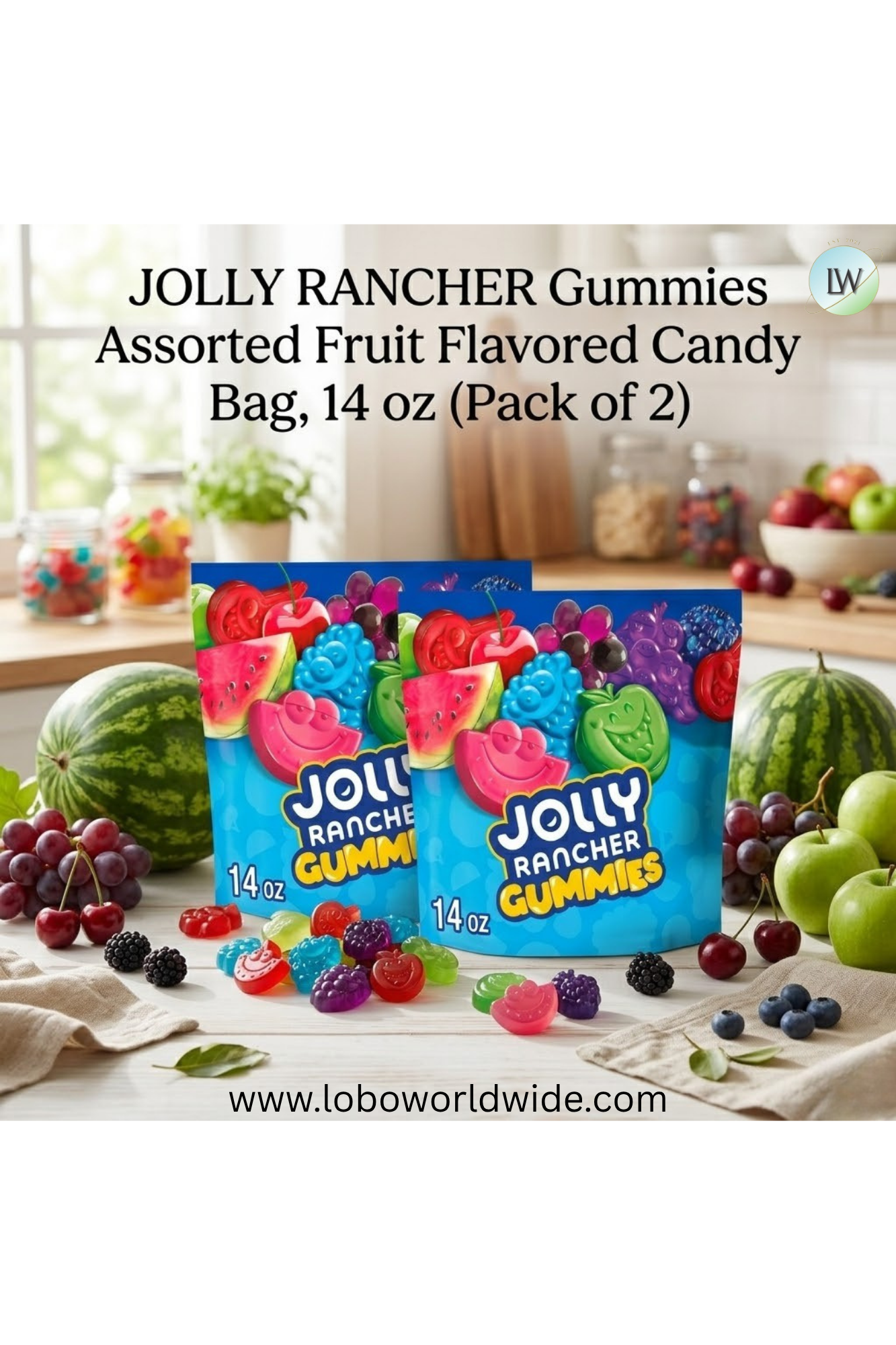 JOLLY RANCHER Gummies Assorted Fruit Flavored Candy Bag(Various Sizes)