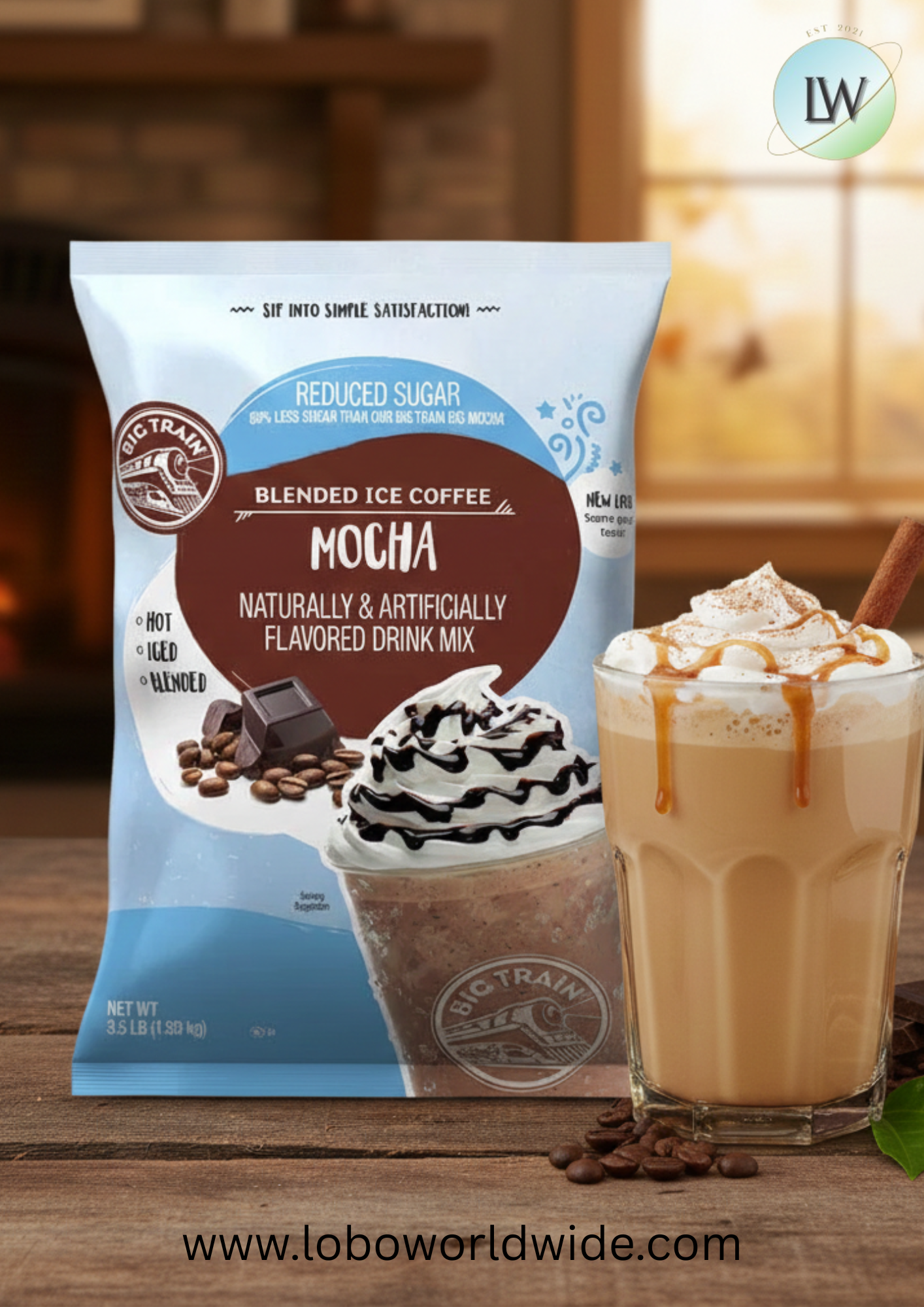 Big Train 3.5 lb.  Blended Ice Coffee Mix-5/case & 4/case (various flavours)