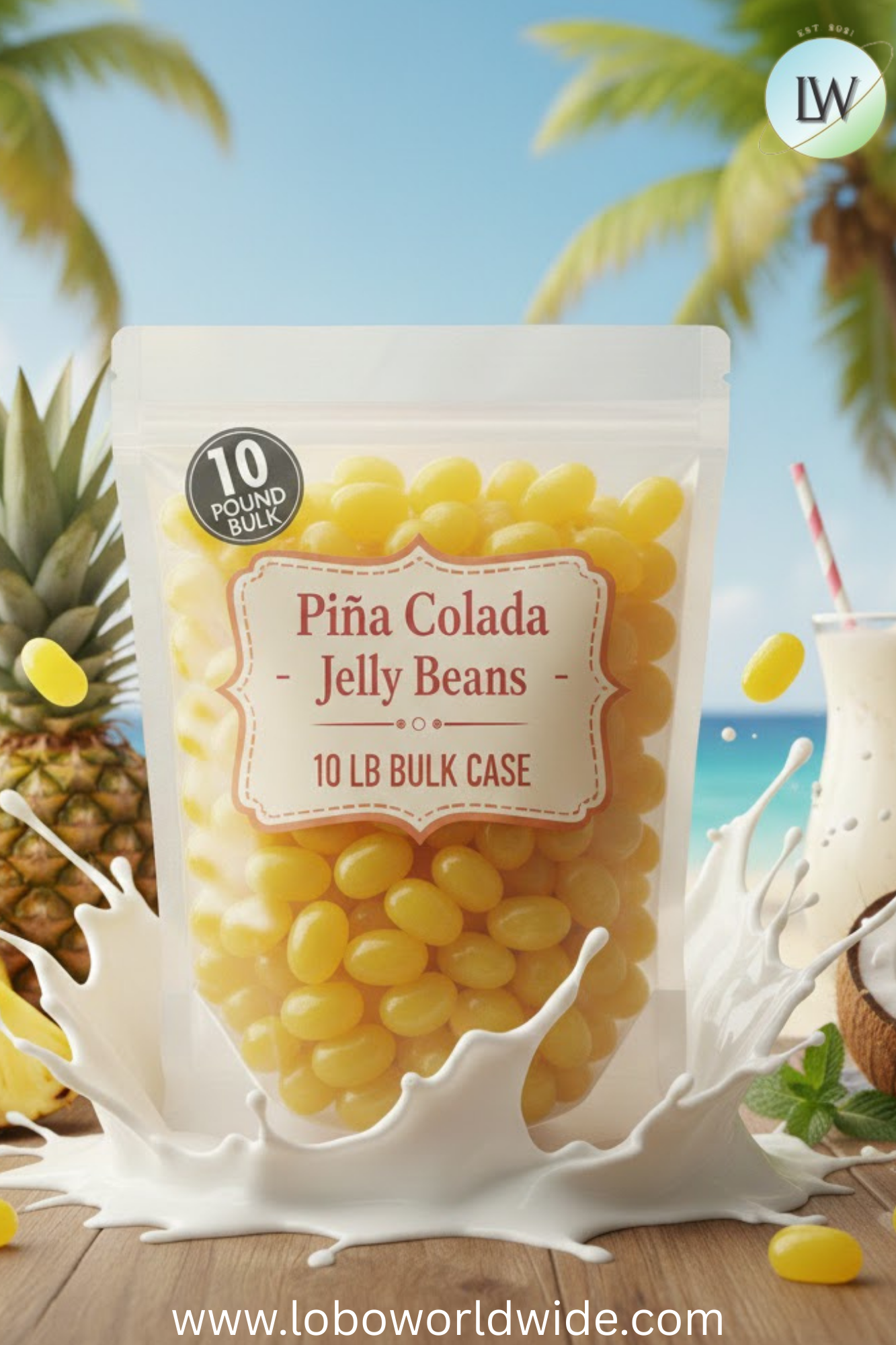 Piña Colada Jelly Beans - 10 lbs bulk