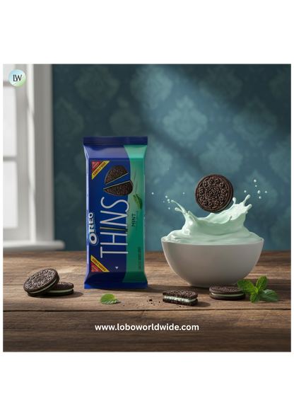 OREO Thins Mint Creme Crunchy Chocolate Sandwich Cookies, Baked, 11.78 oz Shelf Stable Plastic Tray